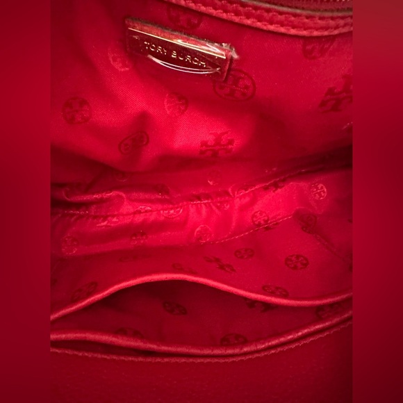 Tory Burch Cherry Red Robinson Satchel Pebbled Leather - Picture 9 of 9